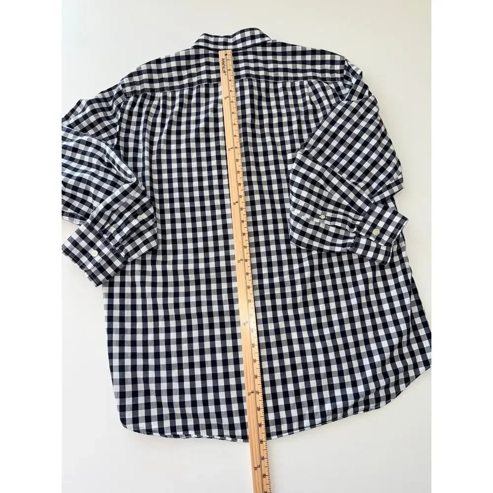 J.Crew Tailored Fit Shirt Men's L Black White Gingham 100% Cotton Button Down